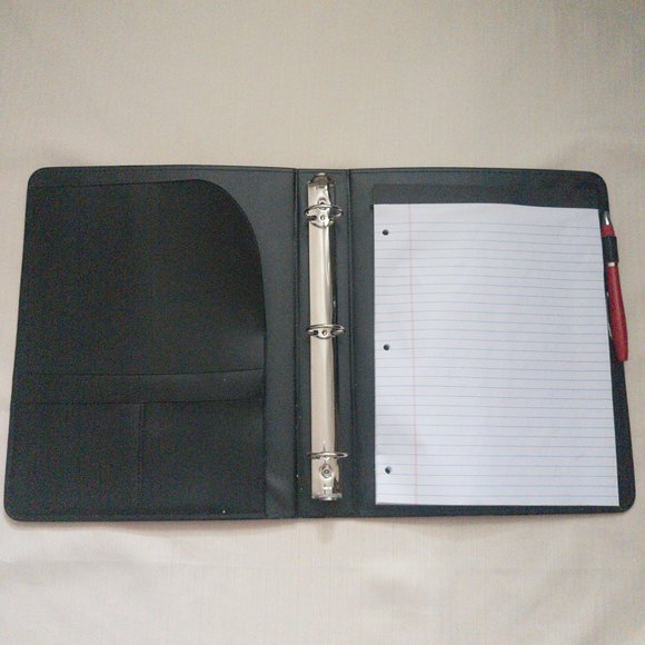 Padfolio Synthetic Leather Ring Binder with Notepad, 4 Pockets and Pen | New - Picture 1 of 5